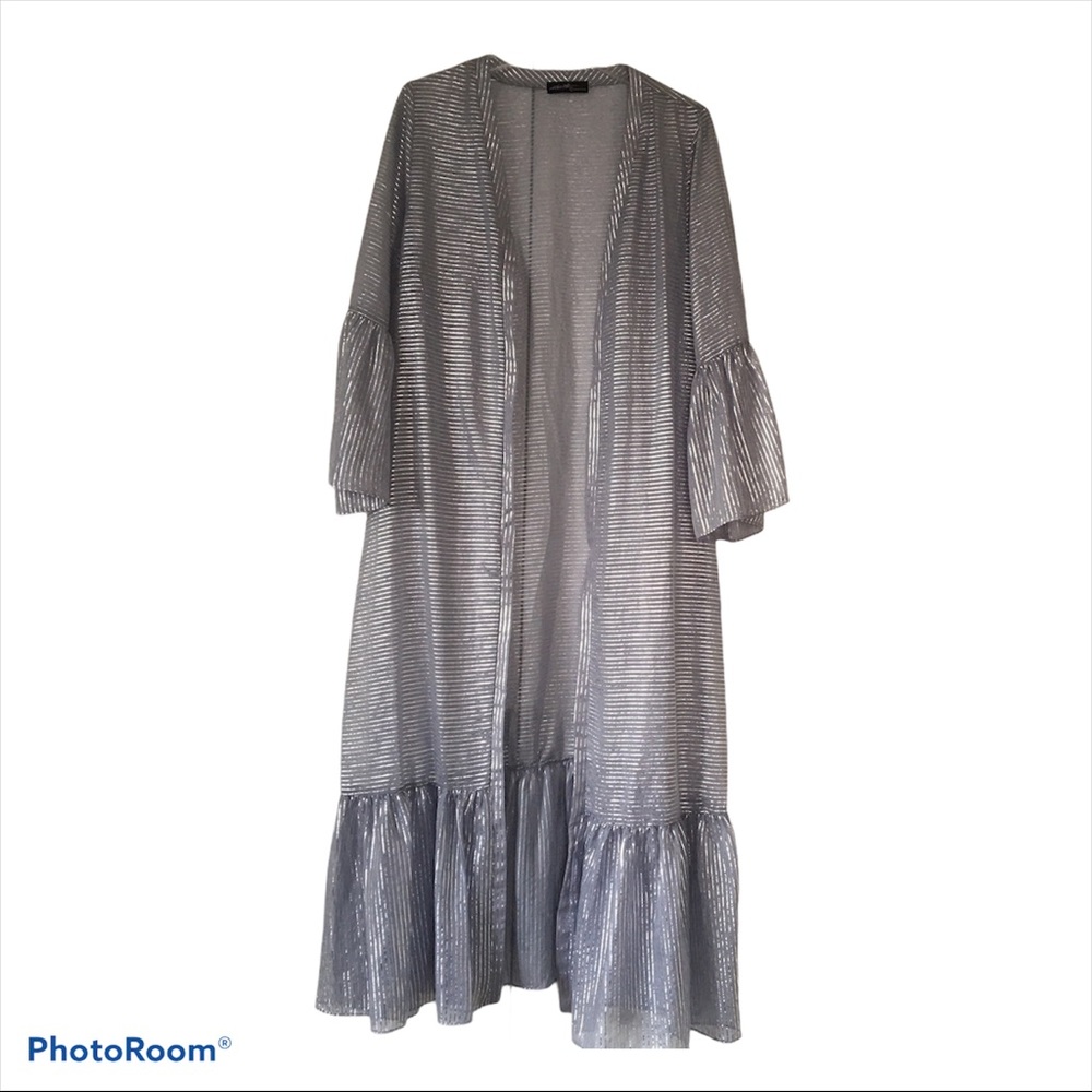 ON TWELFTH LONG FLARE SILVER MIDI ROBE Sz 1X NWT